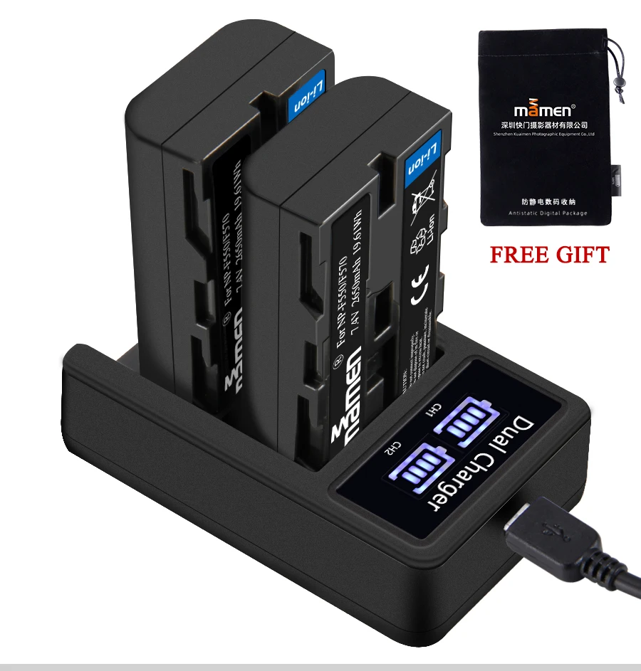 Mamen 2 шт NP-F550 NP F550 NPF550 NP-F570 NP F570 аккумуляторная батарея для цифровой камеры+ USB lcd двойное зарядное устройство для sony GV-D200 D80