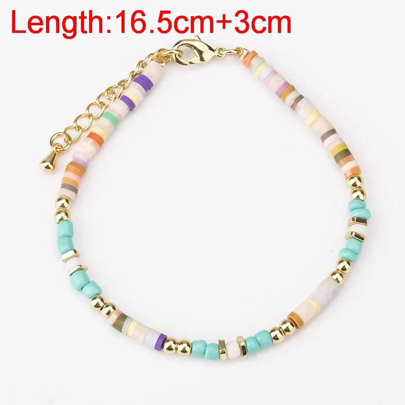

Rainbow Clay Silicone Plastic Beaded Bracelets for Women 18K Gold Plated Jewelry 2021 New Design