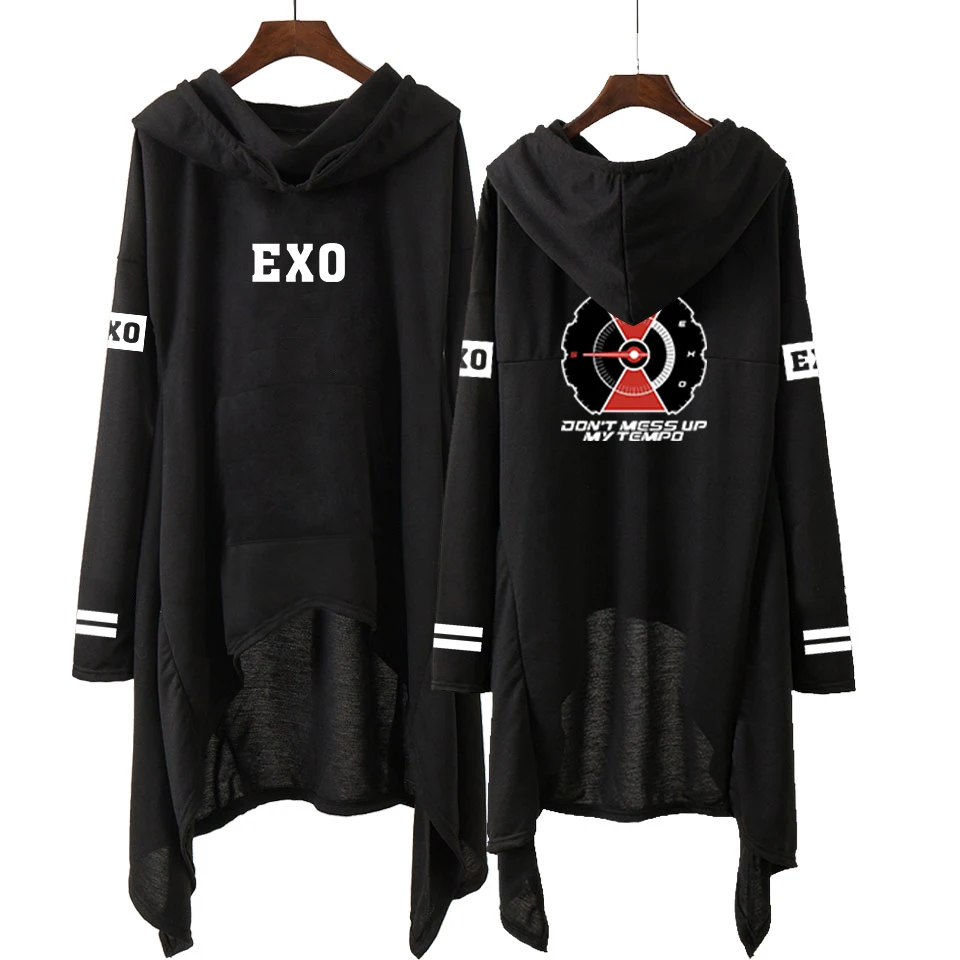 Kpop EXO/новые модные корейские толстовки EXO DO LAY SE HUN KAI пой FOR YOU EXO длинная юбка женские толстовки Harajuku Пуловеры для девочек