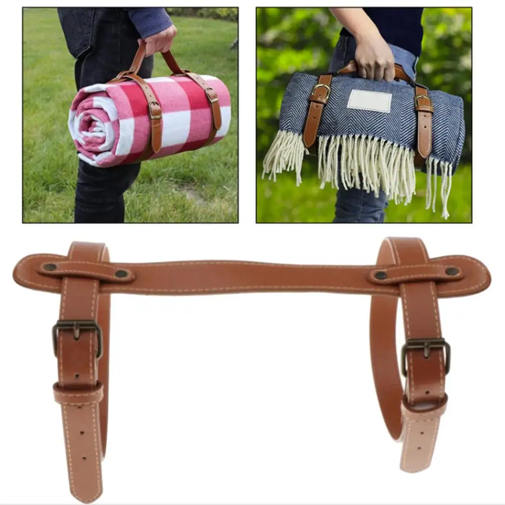 

PU Leather Blanket Tie Portable Picnic Mat Roll Bundle Yoga Mat Hand Strap Ties For Camping Picnic Or Outdoor Travelling