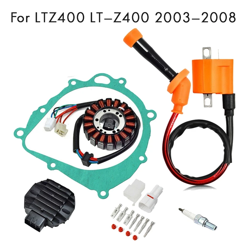 

Ignition Coil Spark Plug Regulator Rectifier & Stator Gasket for Suzuki LTZ400 LT-Z400 2003-2008