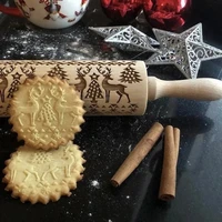 christmas embossed rolling pin printed cookie dough stick fondant tool baking noodle cake dough engraved roller bakery accessory