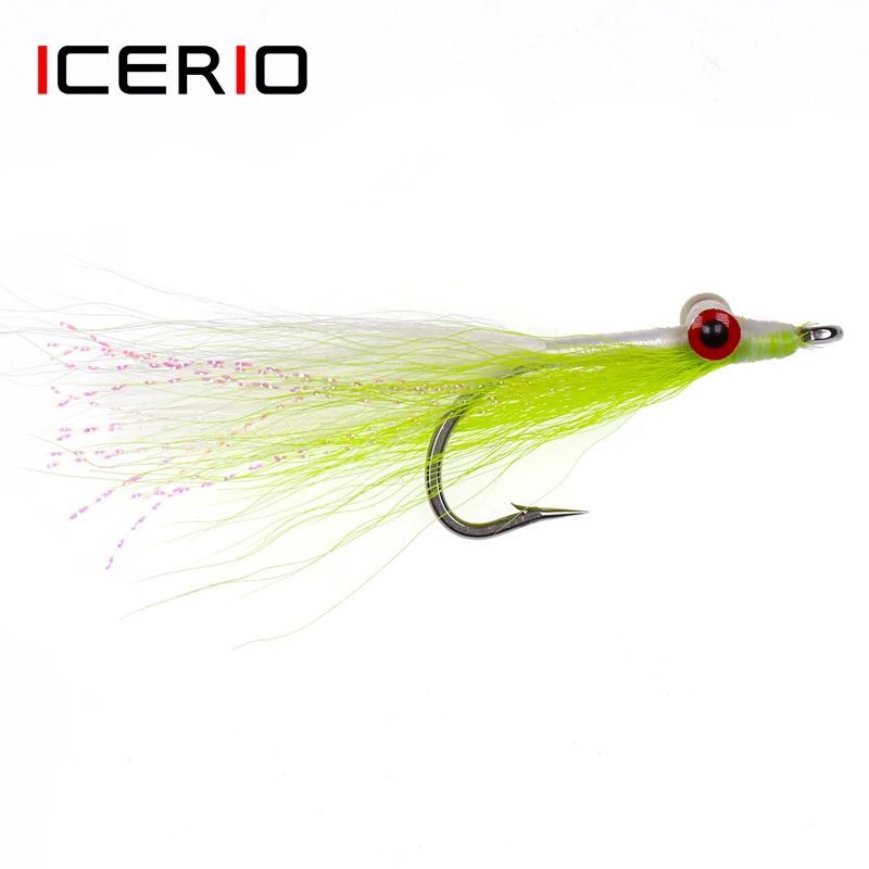 

ICERIO 3PCS Stainless Steel Hook Clouser Minnow Streamers Artificial Flies Bass Saltwater Fishing Fly Lure Bait