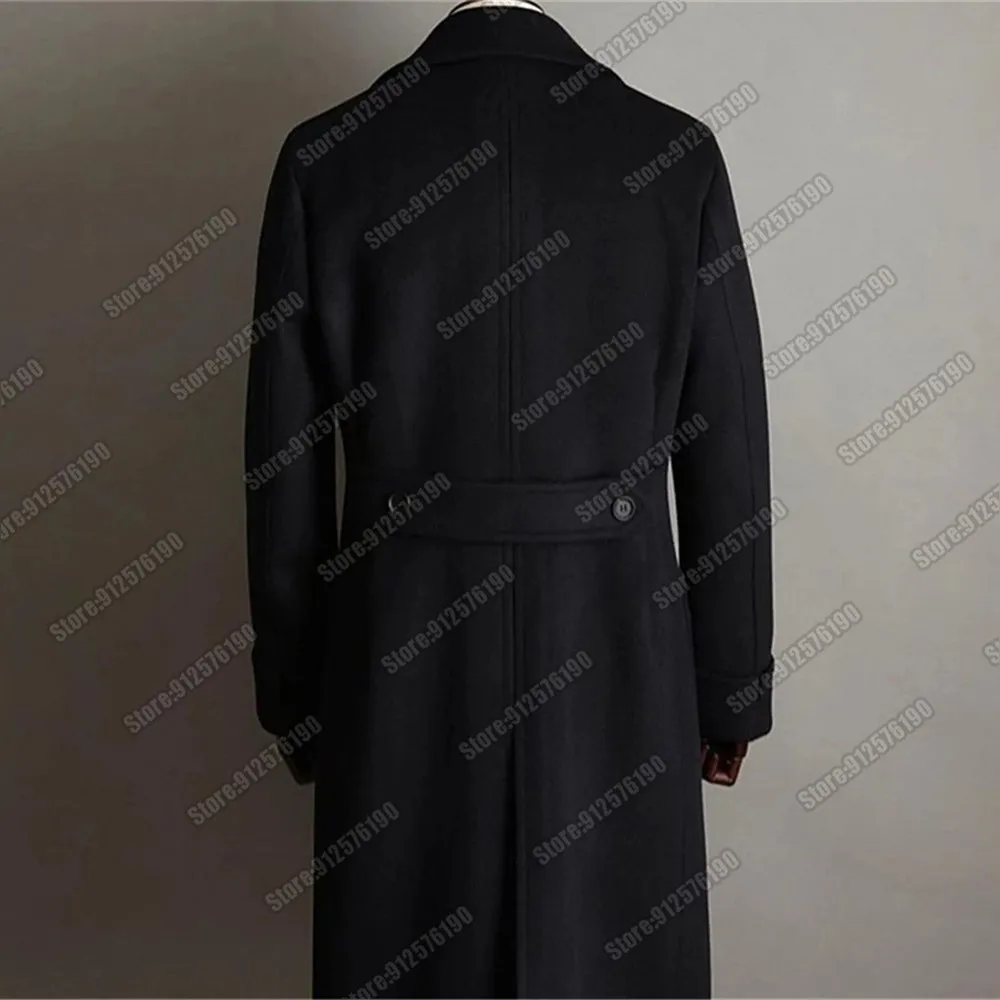 Классический деловой костюм двубортный твидовый шерстяной плащ длинный