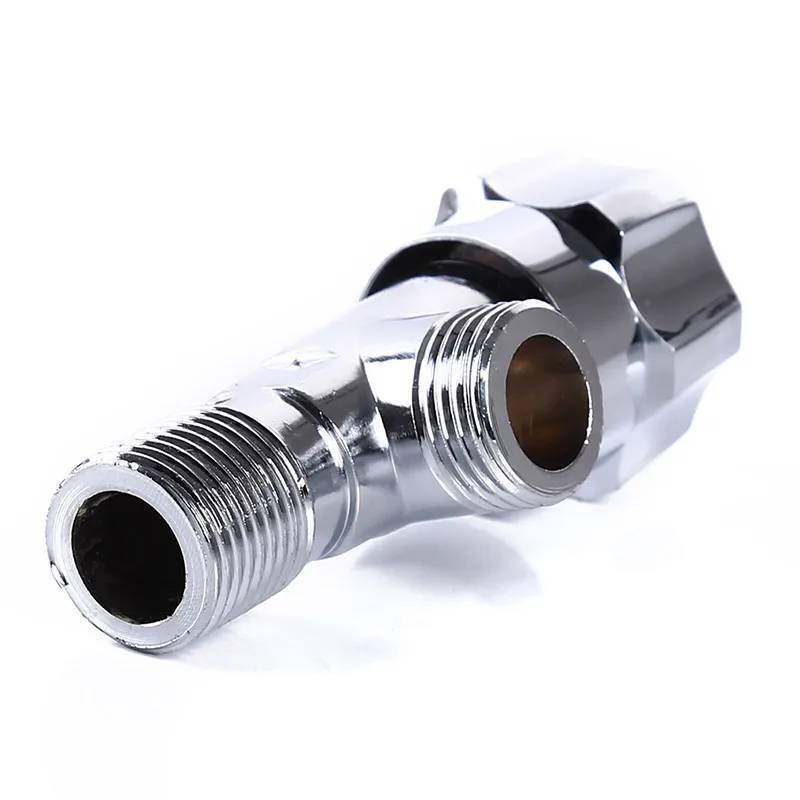 Трехходовой угловой клапан медный треугольный взрывозащищенный сердечник синий