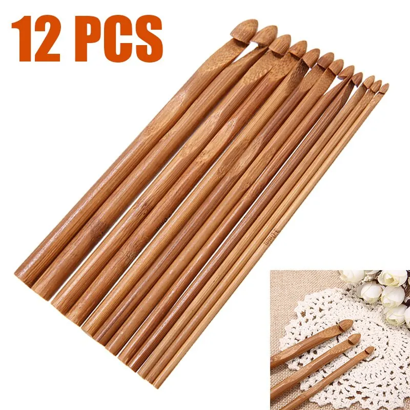 12 размеров инструменты для вязания свитеров из бамбукового дерева иглы