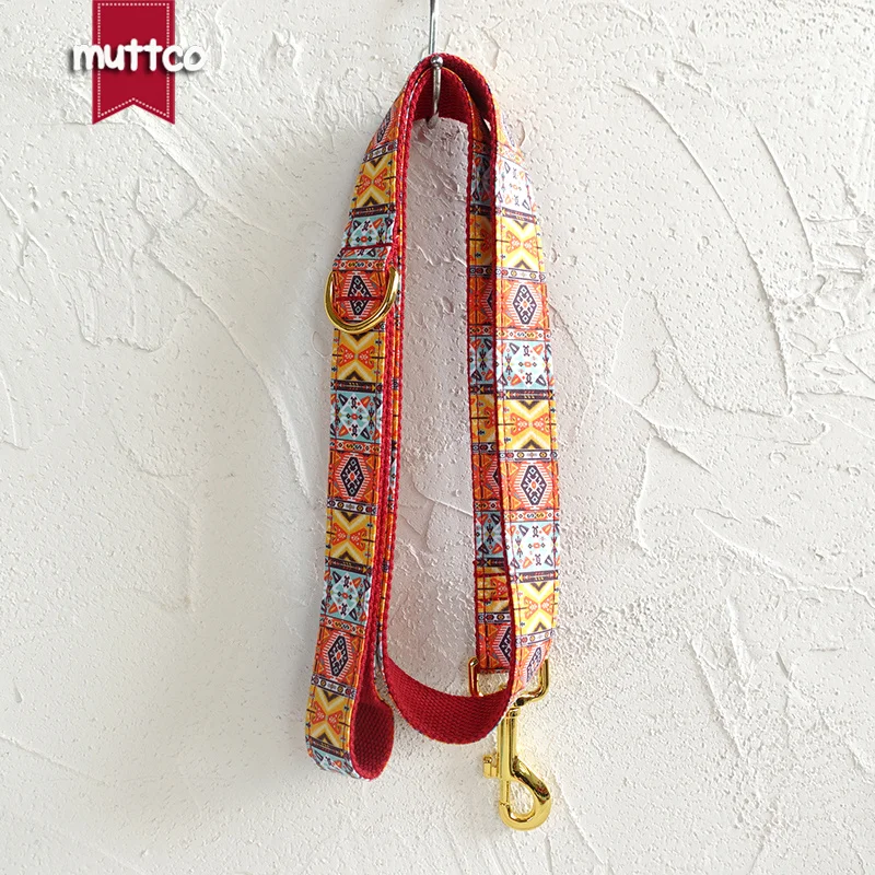 

MUTTCO retailing fashion handmade soft stubborn dog collar THE RED BOHEMIAN dog leash 5 sizes UDC055B