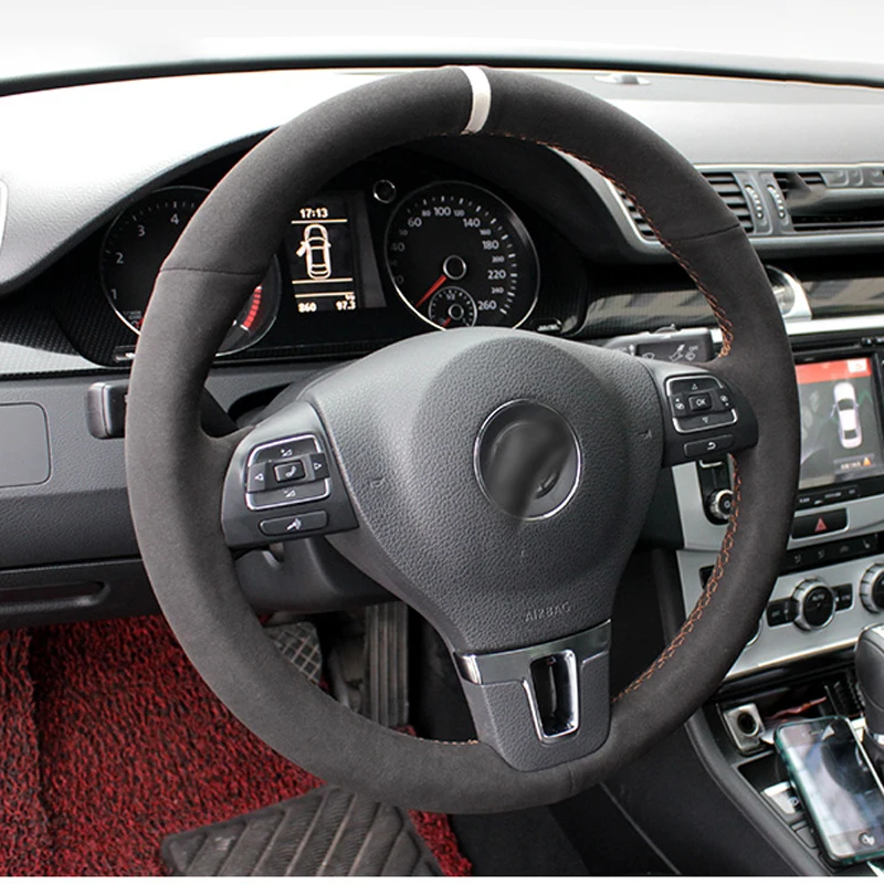 

Чехол на руль для Volkswagen VW CC Sagitar Magotan Passat, многоцветный, замшевый, кожаный