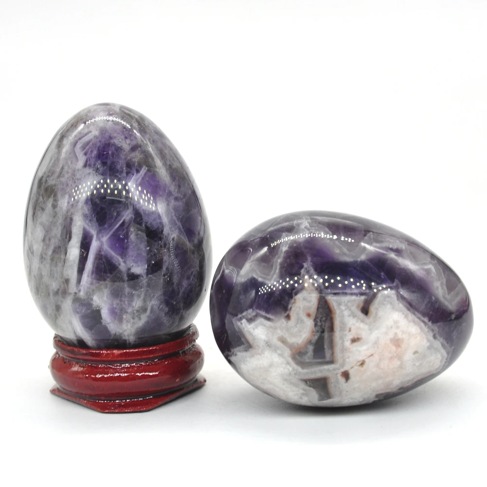 

36x49mm Amethyst Quartz Egg Shaped Stone Healing Natural Crystal Massage Minerale Gemstone Spiritual Decoration Collection