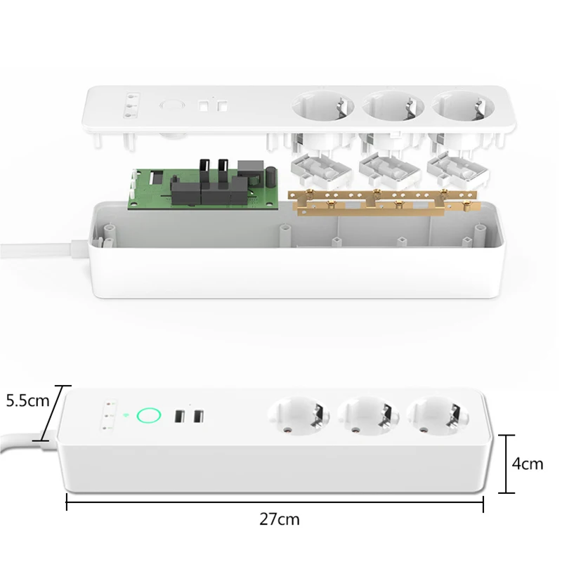 Умный сетевой фильтр с поддержкой Wi Fi 3 розетки 2 USB порта для
