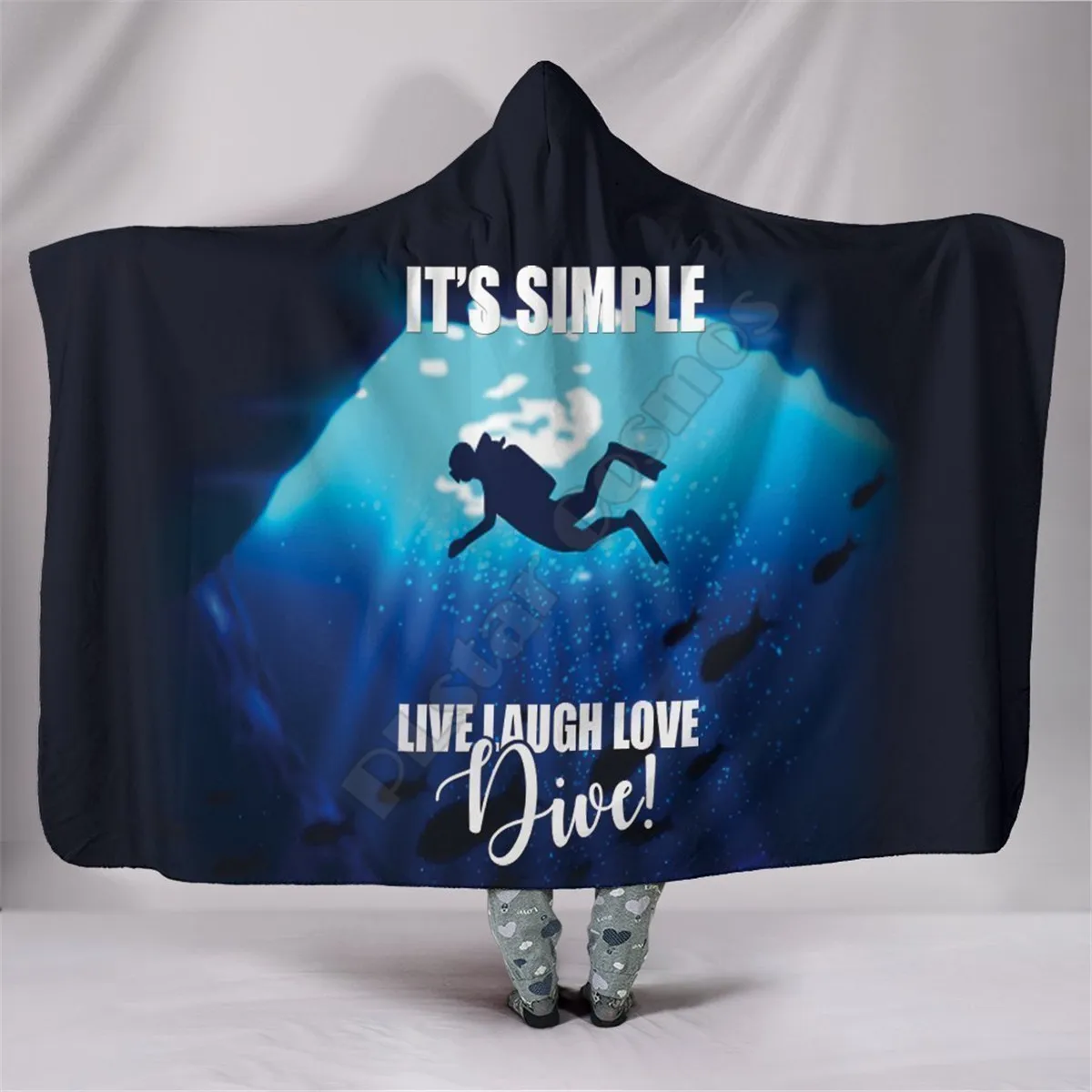 Простое одеяло с капюшоном для дайвинга удобное мягкое 3D принтом взрослых женщин