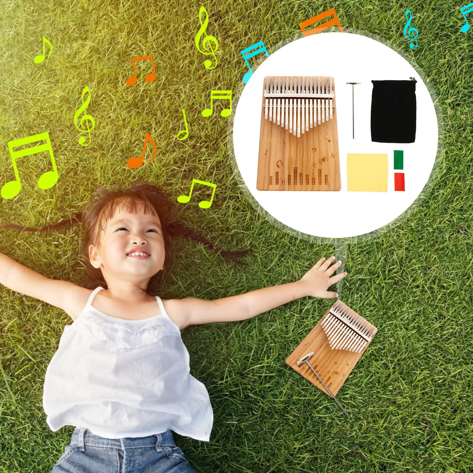 

1PC 17 Keys Wooden Durable Musical Instrument Thumb Piano Finger Piano for Beginner