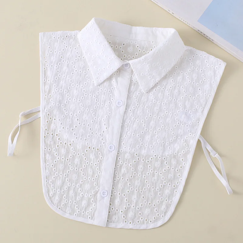 

Women Half Shirt Fake Collar White Fake False Collar For Women Solid Color Detachable Collar Lace Lapel Faux Col Tie