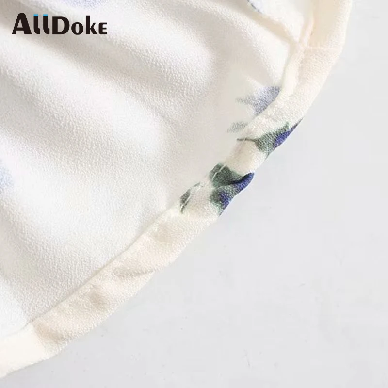 

ALLDOKE vintage floral print chiffon blouse women summer square collar short sleeve crop tops shirt casual ladies blouses blusas