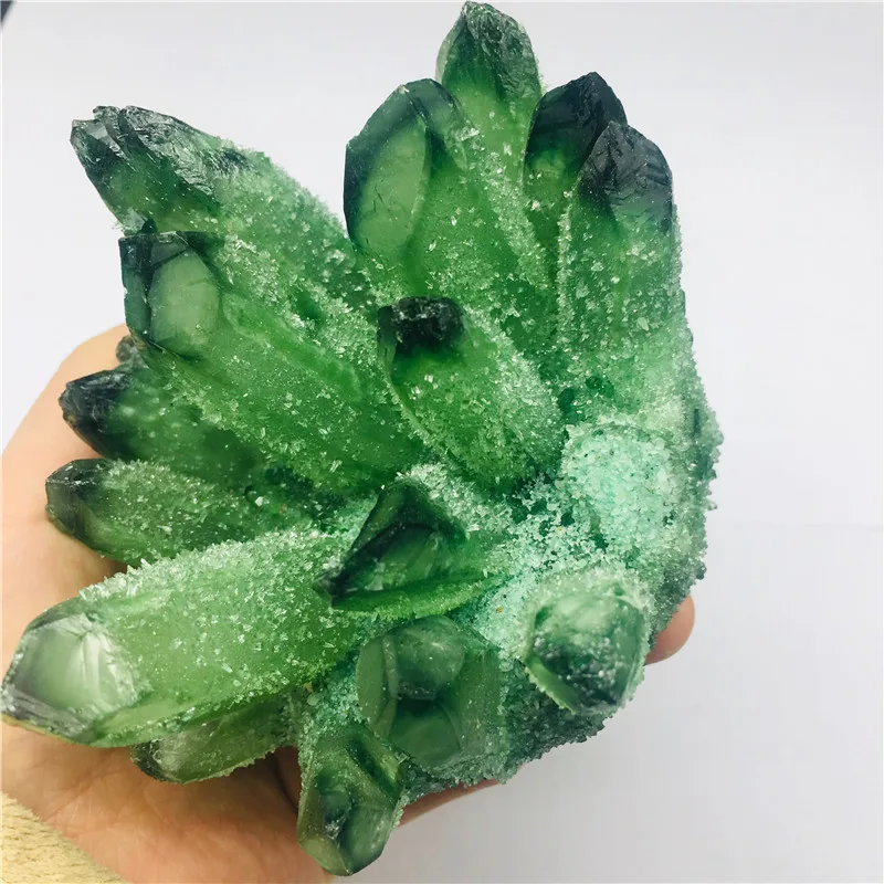 500 600 г натуральный кристалл зеленое Красивое Пламя кварцевый кластер