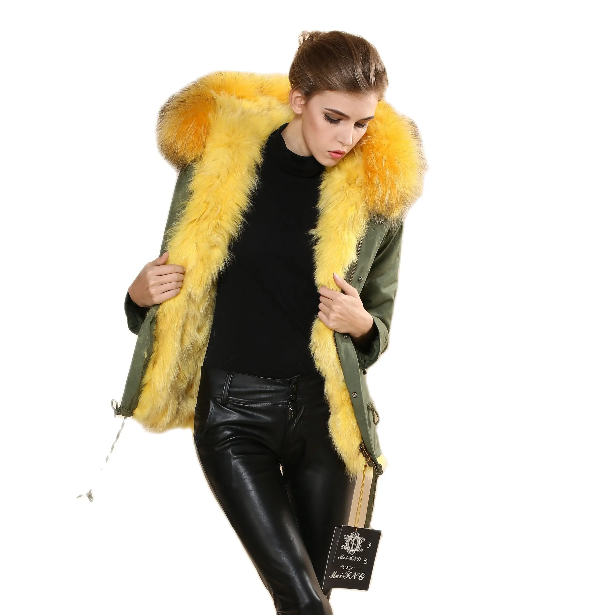 2017 теплая зимняя армейская зеленая парка шуба из натурального меха лисы пальто с