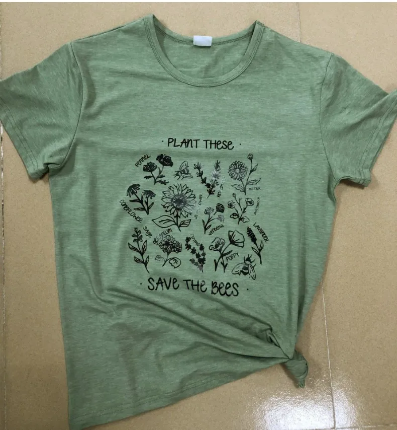 

plant t shirt the bees top aesthetic punk plus size graphic tees shirt woman harajuku thanksgiving 90s christmas