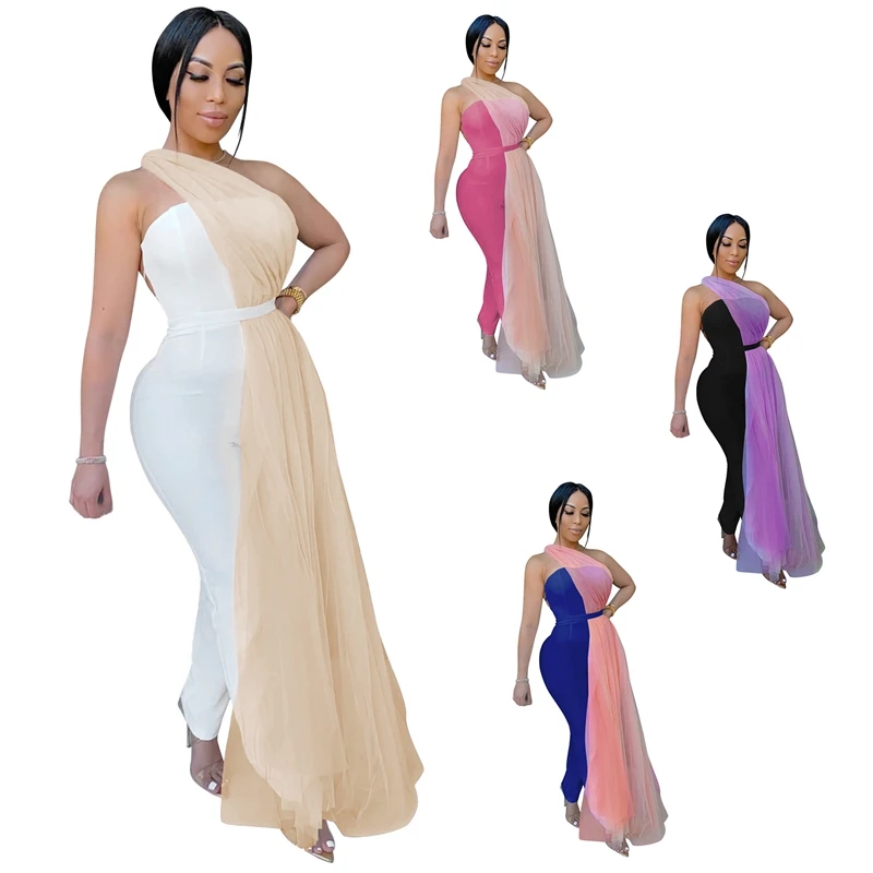 

Women Sexy Lace Up Open Back Bodycon Jumpsuit 1 Piece Strapless