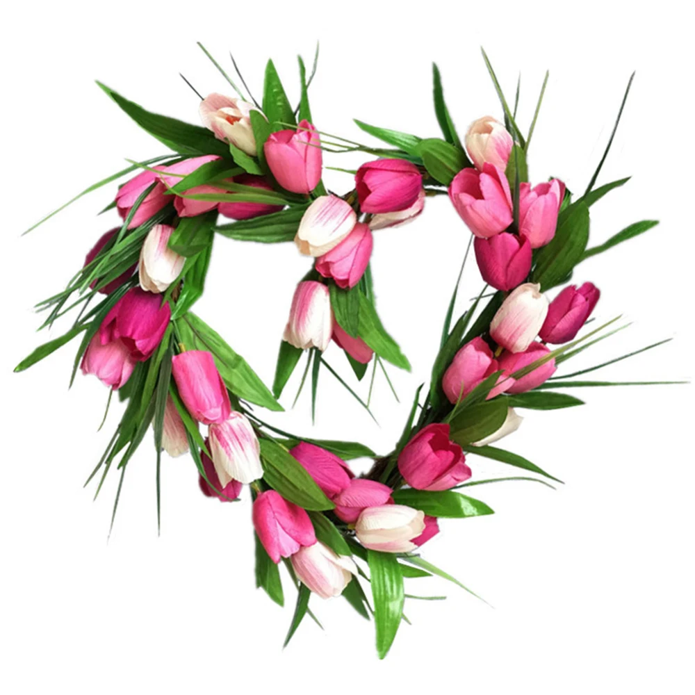 

Simulated Tulip Heart-shaped Garland Wedding Home Party Decoration Hanging Decorations Wall Door Lintel Window Decor Photo Prop