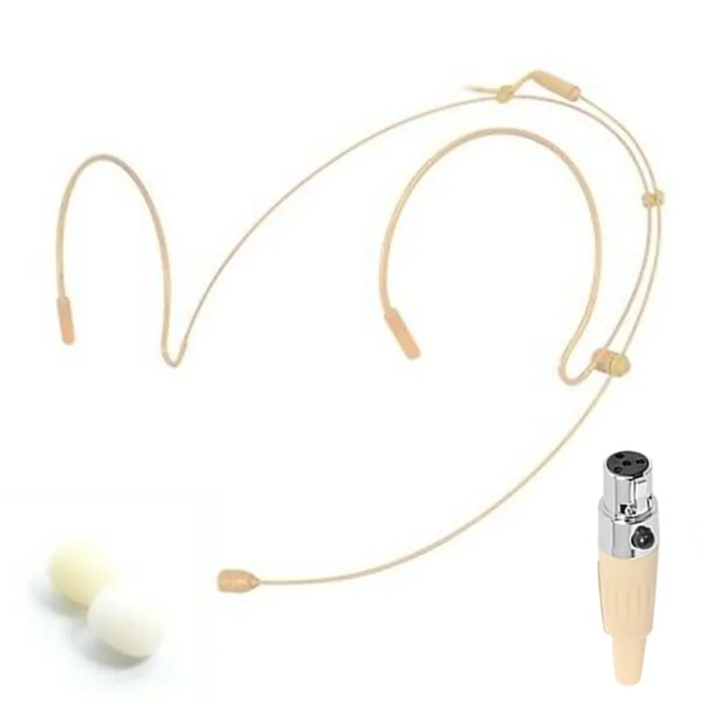 

2022 New Head Worn Dual Earhook Headset Microphone Beige Mini XLR 4 Pin TA4F For SHURE Headband Mic Bodypack Transmitter