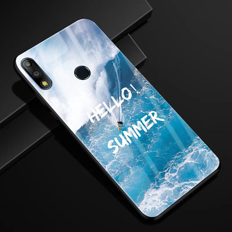 Для Asus Zenfone Max Pro M2 ZB631KL Чехол Жесткий PC стеклянный чехол для телефона черный TPU бампер чехол для Asus ZB631KL закаленное стекло
