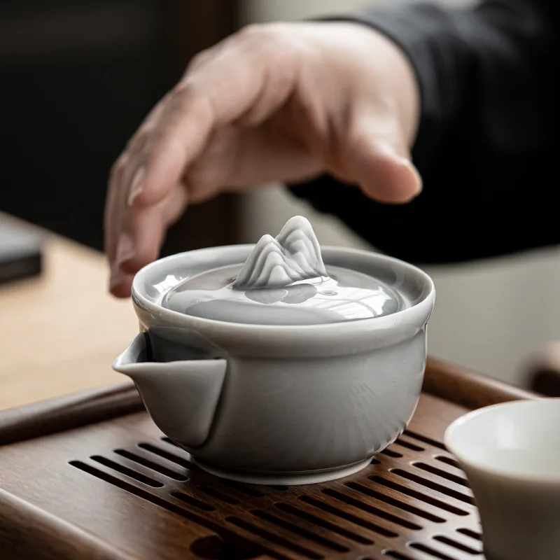 

Ледяной серый эмалированный чайник, керамический чайник кунг-фу, чайная чашка в японском стиле, ручной работы, айсберг, тюрэн, устройство для заваривания чая