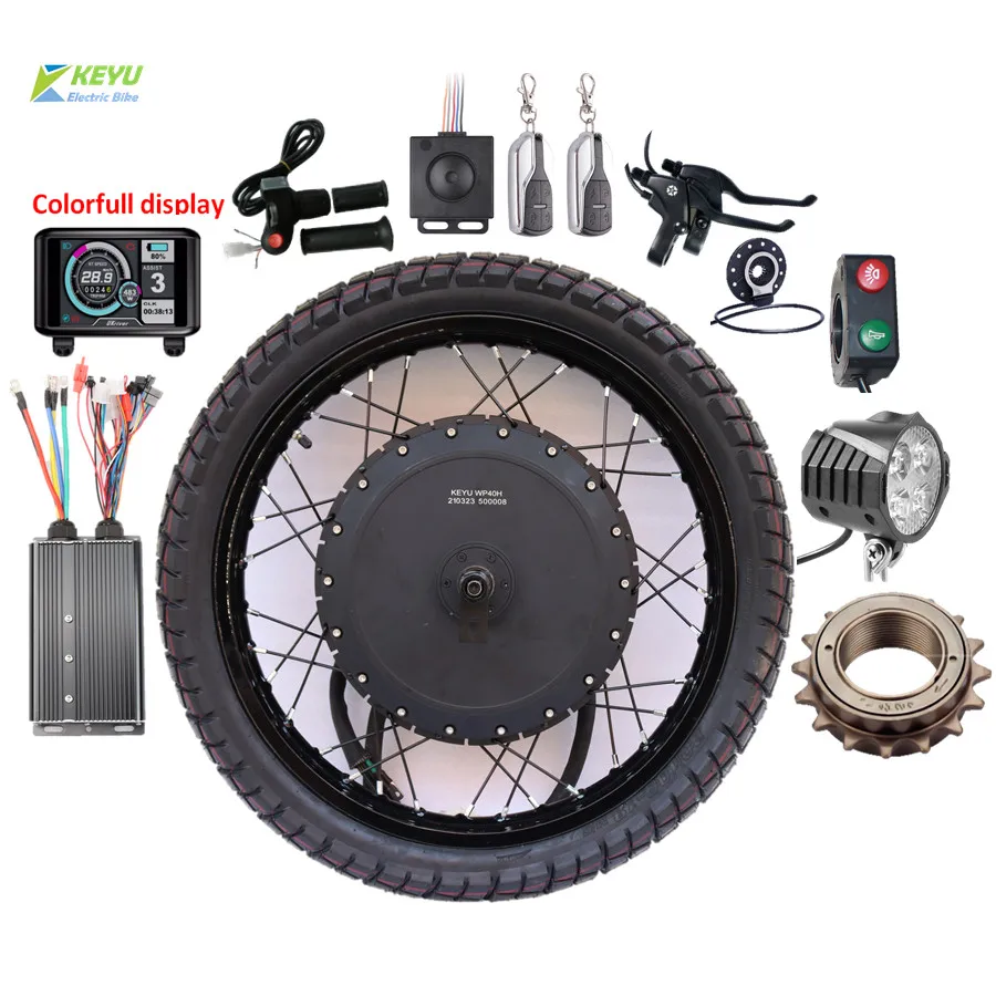 100km/h!High Power60V-96V brushless hub motor 3000w 5000w 8000w e bike conversion kit with 18'19'20'21with off  road tire