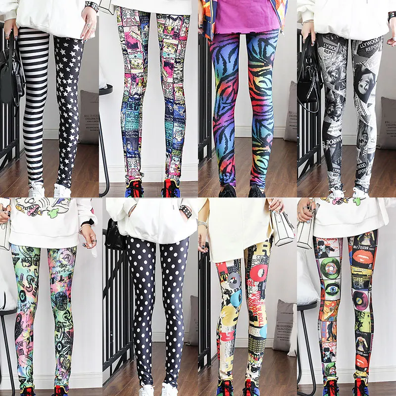 

Female Outdoor Wear Bottom Trouser Colorful Leggings Long Pants Highly Elastic Ethnic Style Print Fashion Women's Leggings