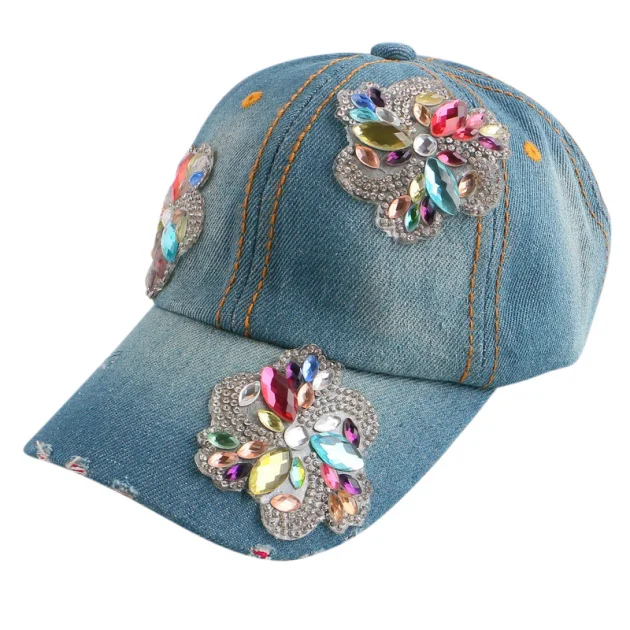 Оптовая продажа Детские кепки милая бейсболка Стразы с цветочным рисунком для