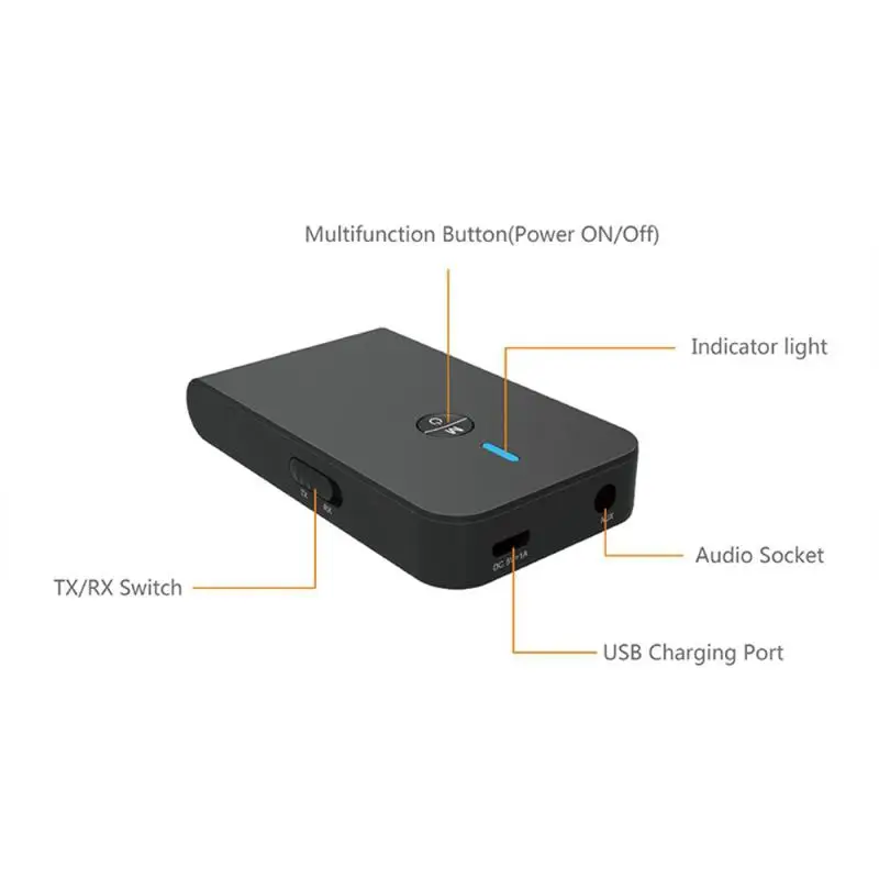 

Bluetooth 5.0 Transmitter Receiver 2-in-1 Wireless Audio Aux 3.5mm Adapter For Android IOS Mobile Phones Tablet Headphones