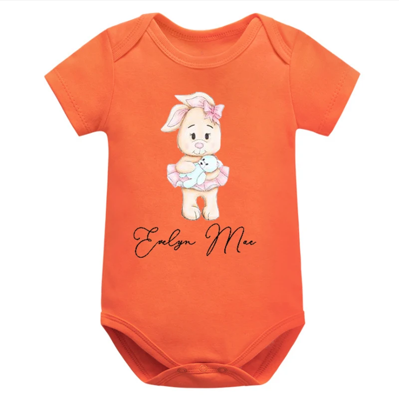 

Easter Baby Girl Outfits Personalized Girl Shirt Easter Bunny Family Matching Clothes Baby Girl Custom Name Tshirts Cool Red