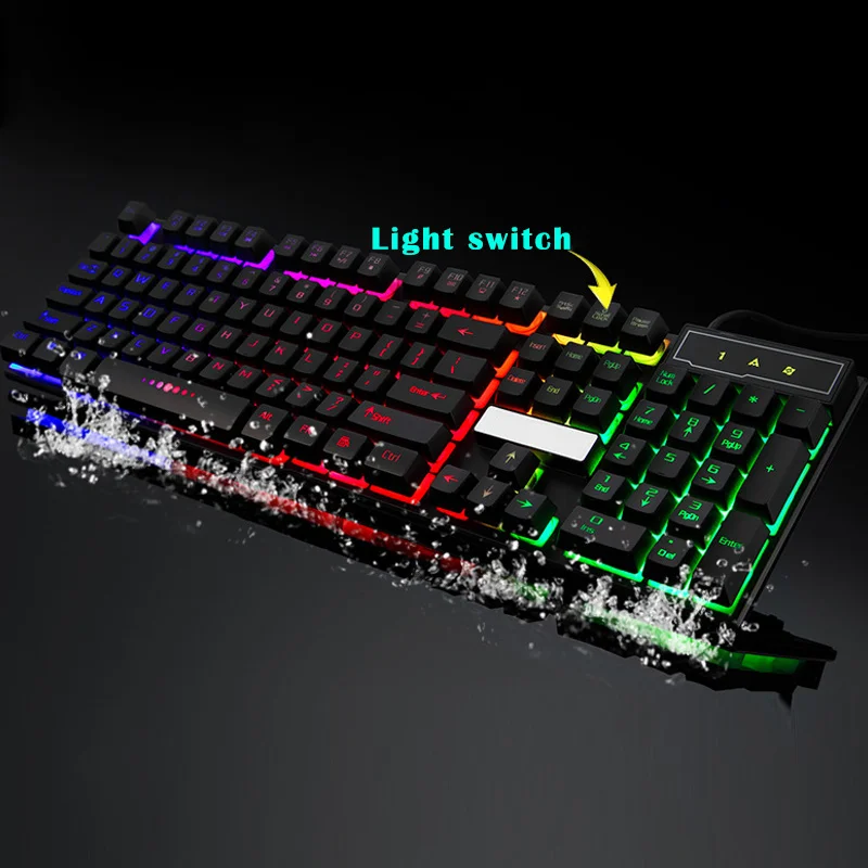 Горячая Распродажа игровая клавиатура с 104 клавишами проводная USB RGB светодиодный