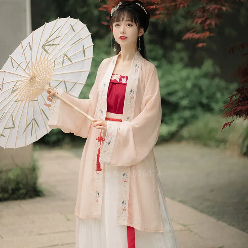 

Oriental Elegant Hanfu for Women Traditional Chinese Style Embroidery Retro Fairy Princess Dress Girl Vintage Costume Party Wear