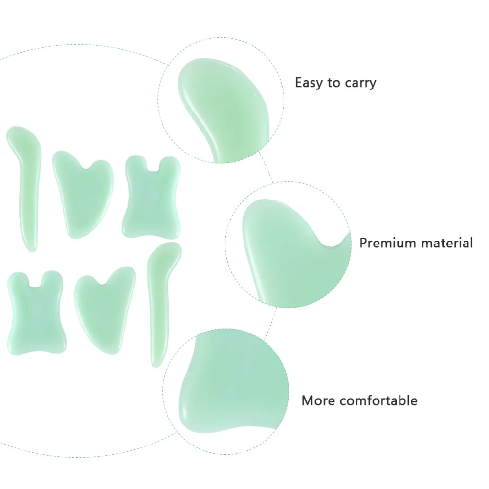 

6pcs Board Facial Beauty Tool Natural Jade Guasha Plate