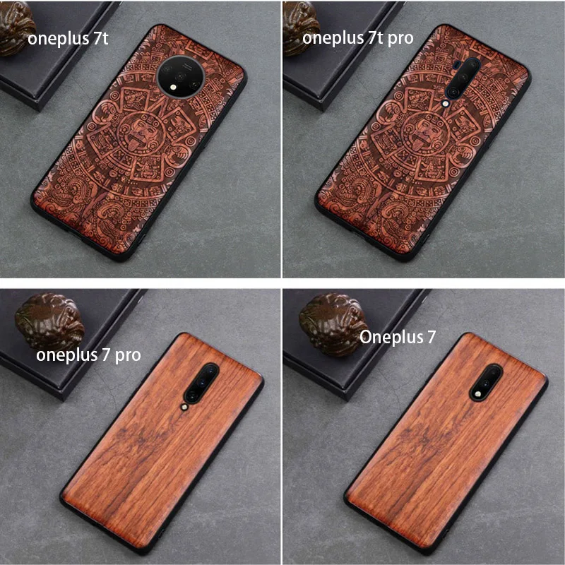 Carved Wood Case For OnePlus 8T 9 Pro OnePlus 8 Pro Shockproof Case TPU Bumper Cover For OnePlus 9 8 7T Case Wood Shell Oneplus9