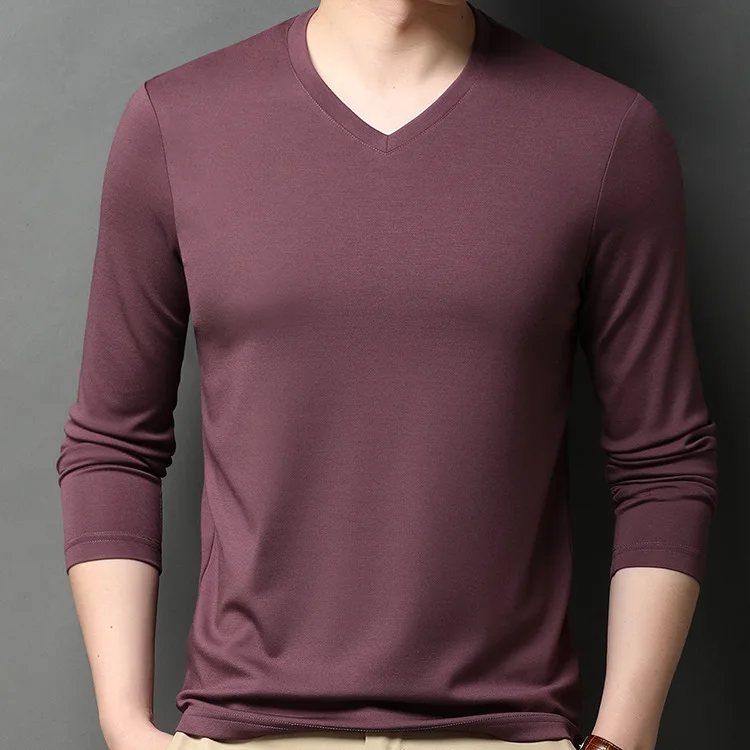 

2021 Мужская футболка с длинным рукавом мужская майка среднего возраста с V-образным вырезом