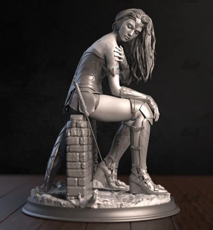 

75mm Resin Model Kits Wonder Girl Warior Figure Sculpture Unpainted Unassembled No Color RW-218
