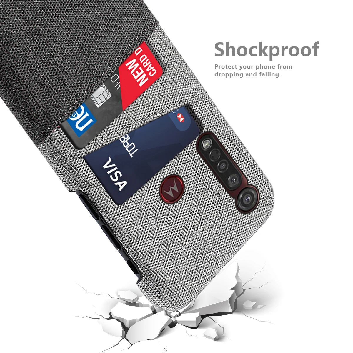 For Motorola Moto G8 Plus Case Ultra Slim Hard PC Anti-Scratch Fabric Cloth Protective Wallet Cover for Card |