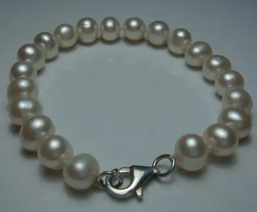 

Оптовая продажа, новый любимый белый жемчужный браслет, 9 мм, настоящий пресноводный жемчуг, ювелирные изделия, серебряная застежка, ручная ...