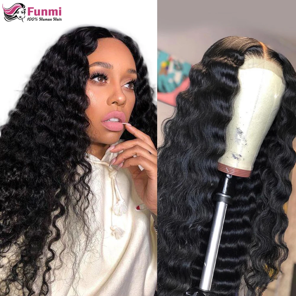 Deep Wave 13x4 Lace Front Human Hair Wigs for Black Women Pre Plucked 13x6 Lace Frontal Wig Brazilian 4x4 HD Lace Closure Wig