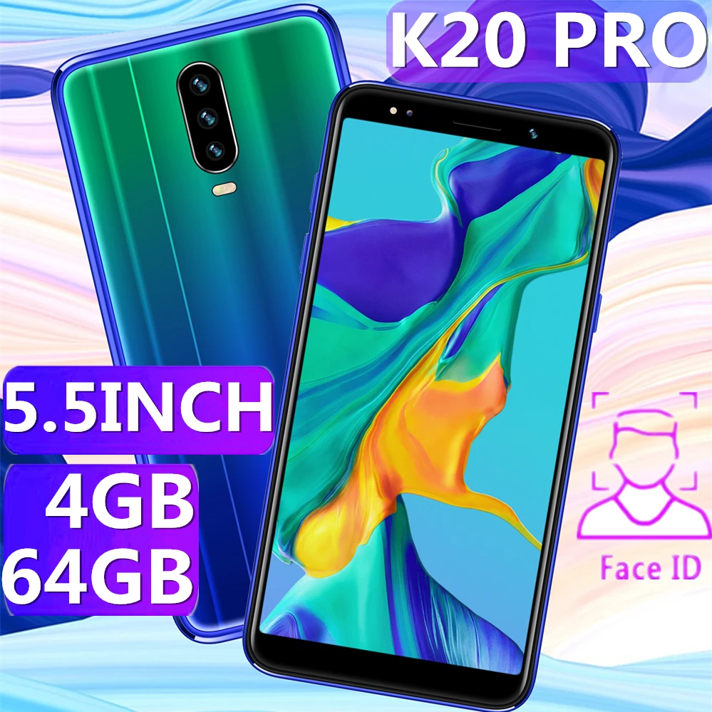 K20 Pro мобильный телефон 5,5 дюймов 4 Гб ОЗУ 64 Гб ПЗУ 8МП камера смартфоны Android лицо разблокированные сотовые телефоны