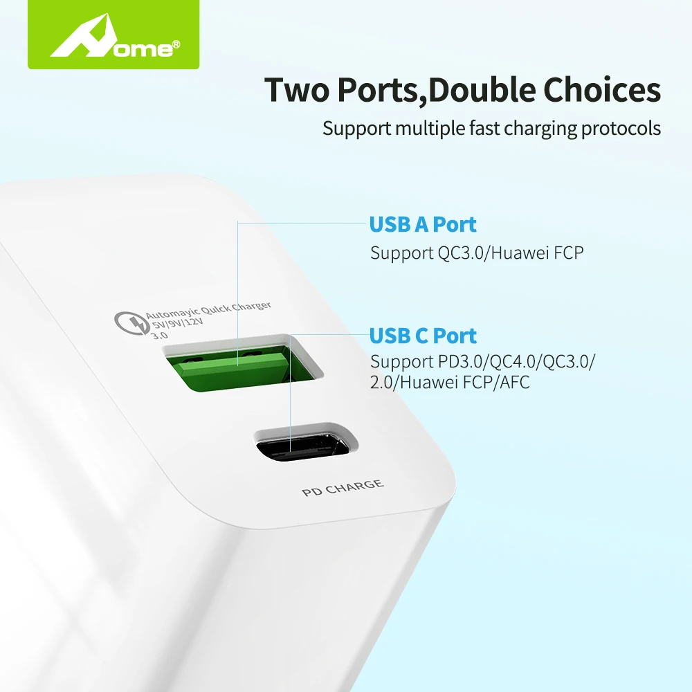 Usb зарядное устройство PD для iPhone iPad со штепсельной вилки стены USB C Блок 3 0 36W 9V 3A