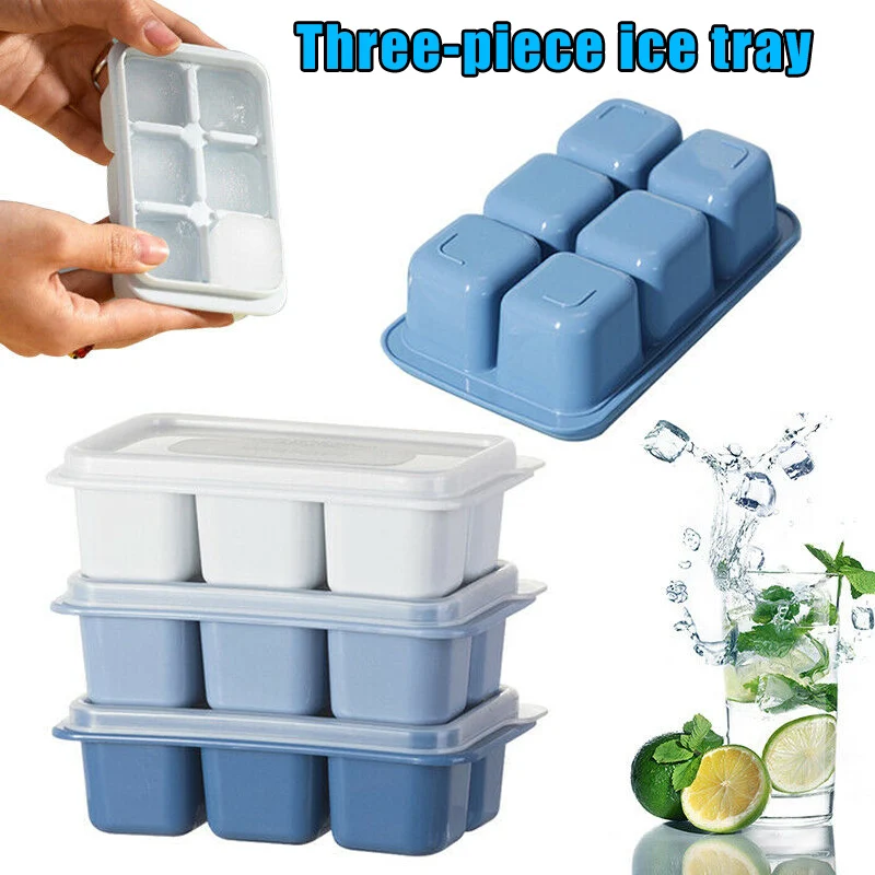 

3pcs Mini Ice Cubes Mould Tray Plastic with Lid Home Kitchen Ice Maker @LS