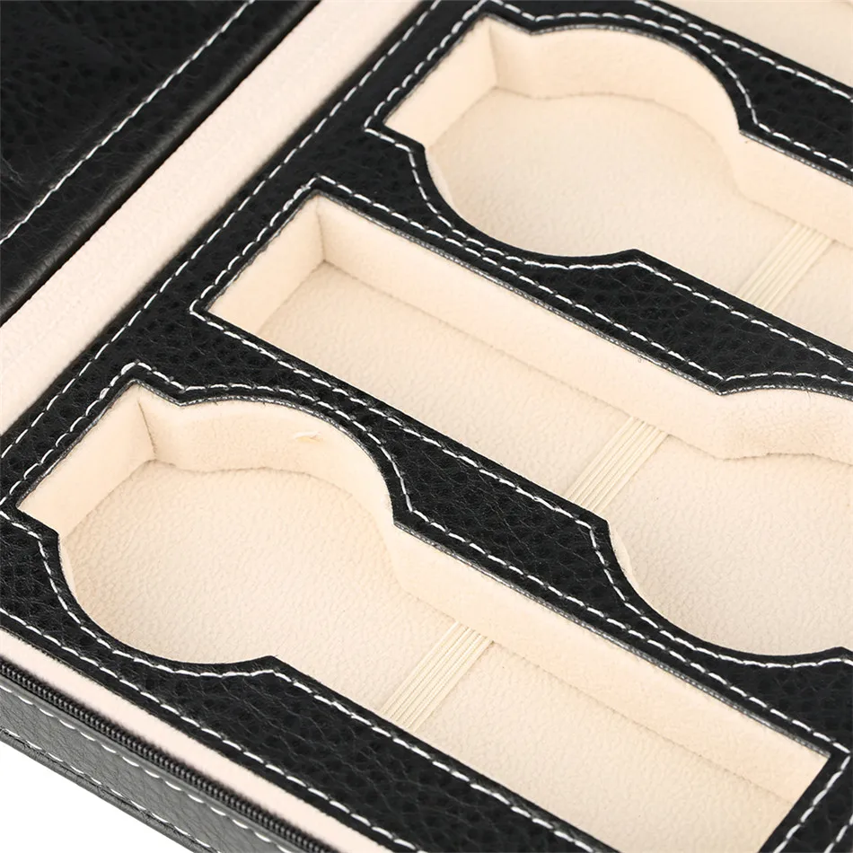 

Zipper Double Layers 8+0 Grids High Grade Leather Storage Case for Wristwatch