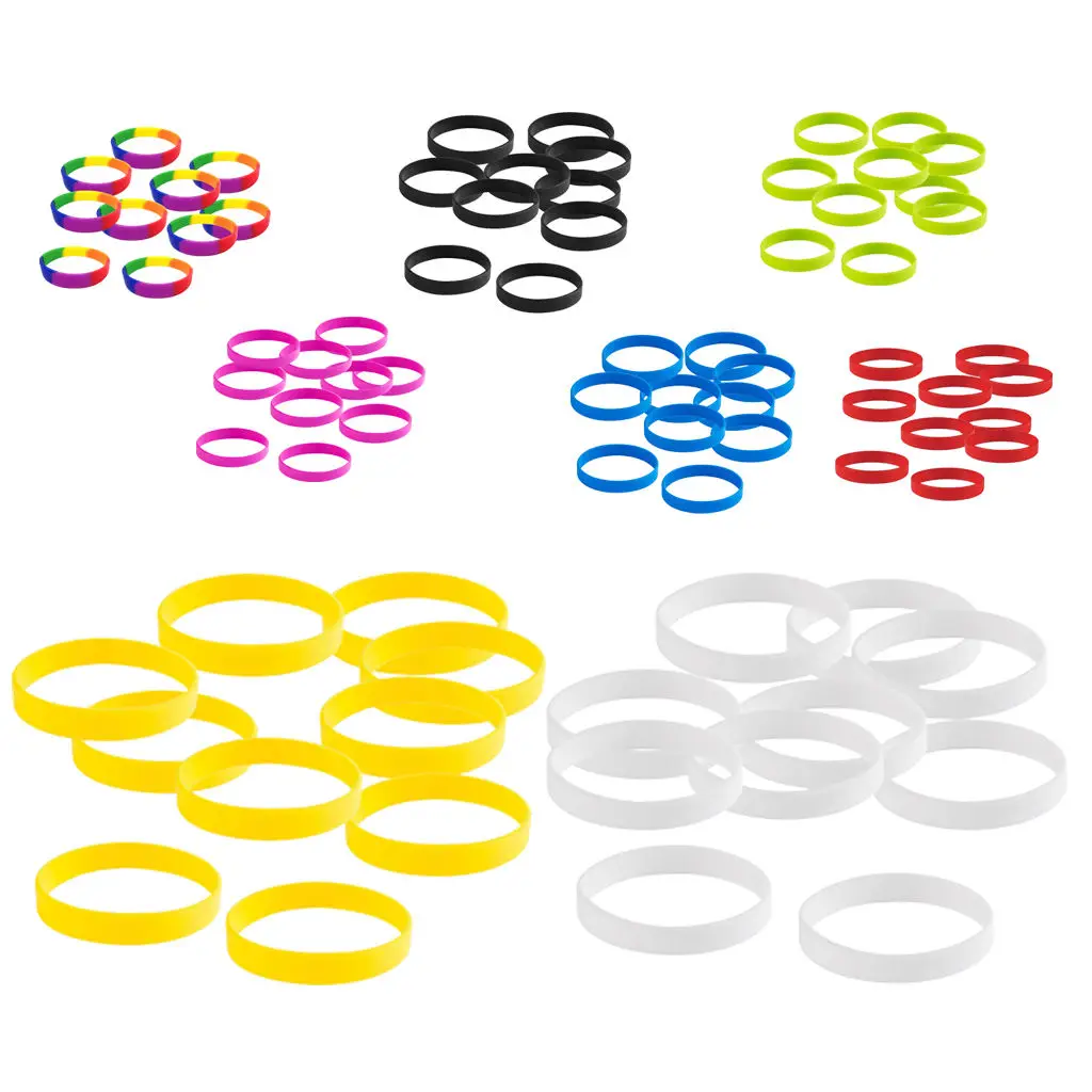 

MagiDeal 10pcs/Pack Blank Silicone Rubber Elastic Wristbands Fashion Rubber Bracelet