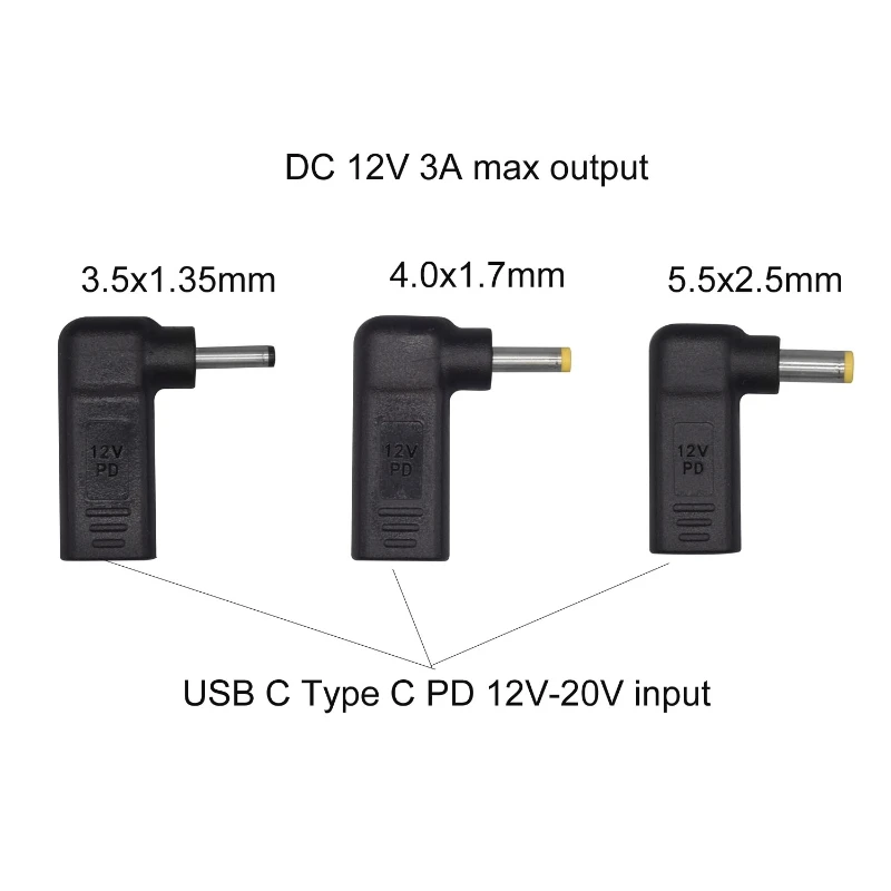 

Useful USB C/Type-C PD to 12V 3.5x1.35mm/4.0x1.7mm/5.5x2.5mm Power Converter Connector for Most 12V Devices