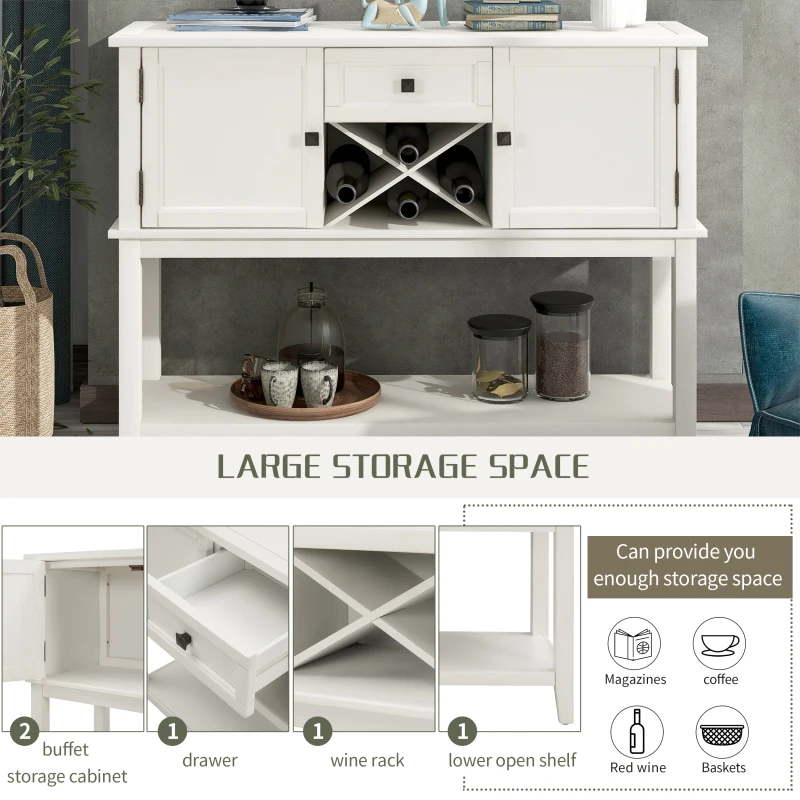 Деревянный столик-консоль с винной полкой открытая полка буфет для хранения