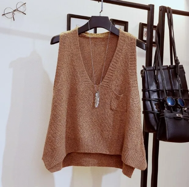 Women Spring Autumn Fashion Sweater Vest Female Casual Sleeveless Knit Pullovers V-Neck Knitted Waistcoat for Office Lady |