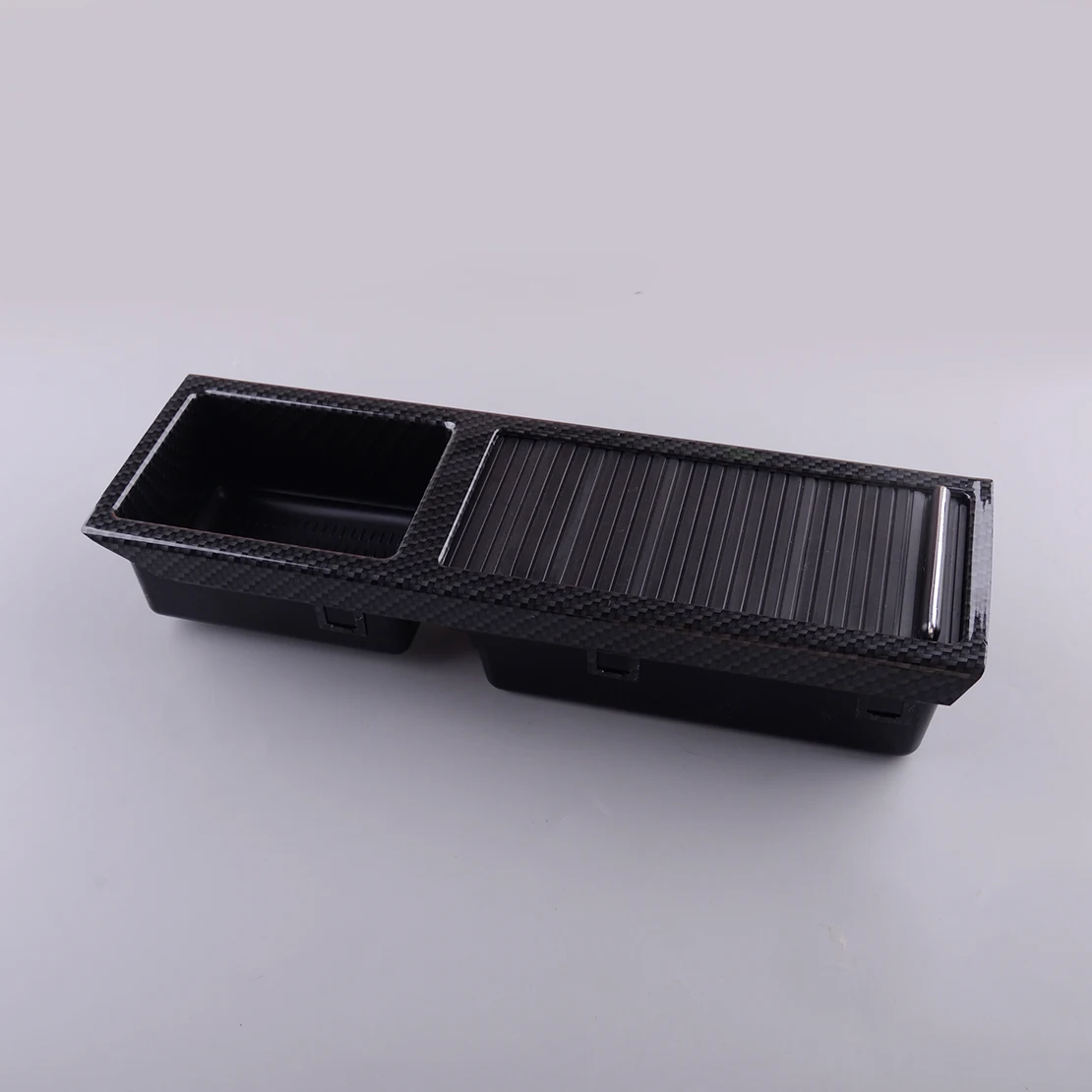 Bandeja de compartimento central para coche, almacenamiento con cubierta de rodillo, textura de fibra de carbono de plástico, color negro, apto para BMW Serie 3 E46 51167038323