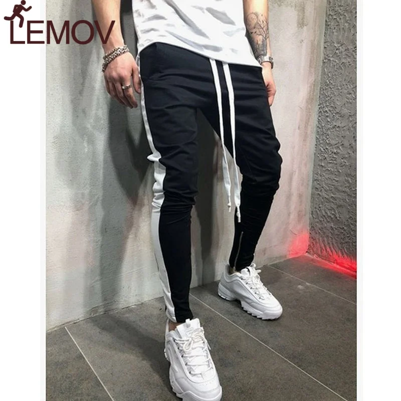 Мужские спортивные брюки LEMOV длинные брюки-шаровары с полосками сбоку
